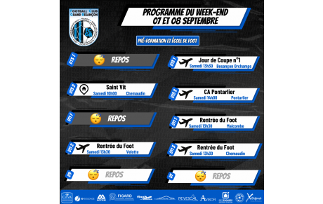 Programme du Week-End 07-08 Septembre