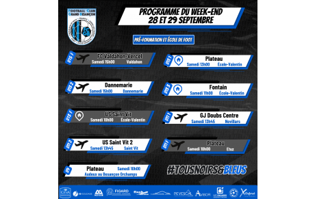 Programme du Week-End 28-29 Septembre (Jeunes)